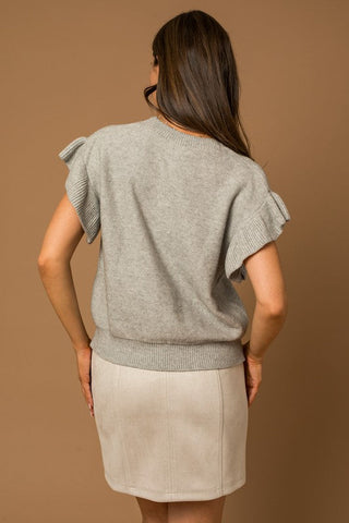 Ruffle Sleeve Knit Top  *Online Only* - Premium  at Lonnys NY - Just $50! Shop Womens clothing now 