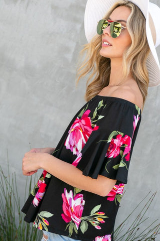 Floral Off Shoulder Top *Online Only* - Premium Shirts & Tops at Lonnys NY - Just $47.99! Shop Womens clothing now 