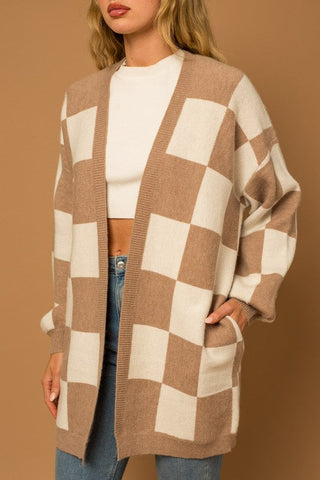 Checker Graphic Sweater Cardigan - Premium  at Lonnys NY - Just $75! Shop Womens clothing now 