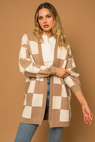 Checker Graphic Sweater Cardigan - Premium  at Lonnys NY - Just $75! Shop Womens clothing now 