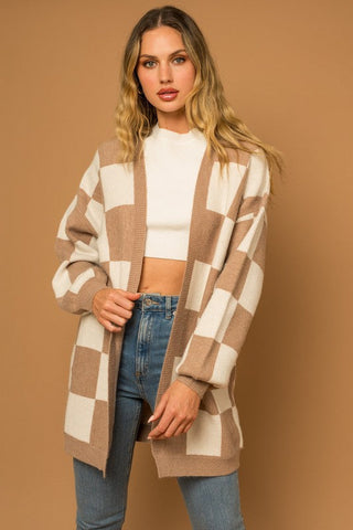 Checker Graphic Sweater Cardigan - Premium  from Gilli - Just $75! Shop now 