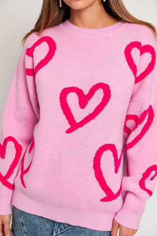 Long Sleeve Heart Sweater *Online Only* - Premium clothing at Lonnys NY - Just $55! Shop Womens clothing now 