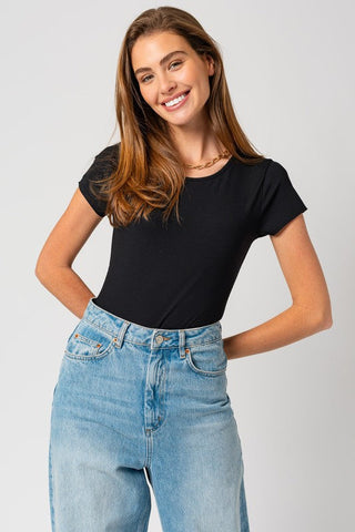 Round Neck Short Sleeve Bodysuit *Online Only* - Premium Shirts & Tops at Lonnys NY - Just $38! Shop Womens clothing now 