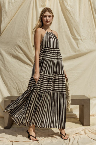 Sleeveless Stripe Tiered Maxi Dress *Online Only* - Premium dresses at Lonnys NY - Just $75.99! Shop Womens clothing now 