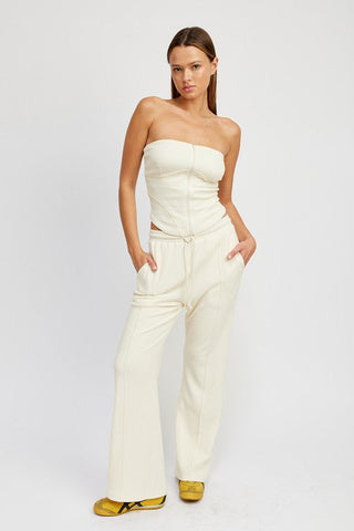 HIGH WAIST PANTS WITH DRAWSTRINGS - Premium  at Lonnys NY - Just $65! Shop Womens clothing now 