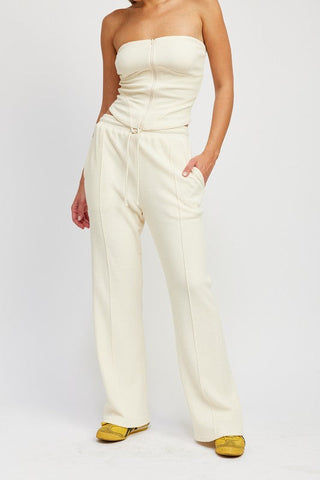 HIGH WAIST PANTS WITH DRAWSTRINGS - Premium  at Lonnys NY - Just $65! Shop Womens clothing now 
