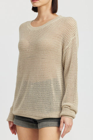 CROCHET LONG SLEEVE TOP *Online ONLY* - Premium silk top at Lonnys NY - Just $63! Shop Womens clothing now 