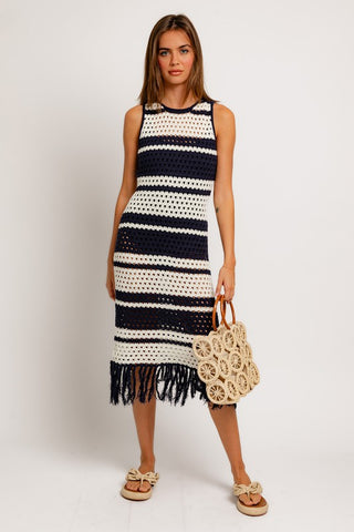 Sleeveless Crochet Effect Sweater Dress *Online Only* - Premium clothing at Lonnys NY - Just $65! Shop Womens clothing now 