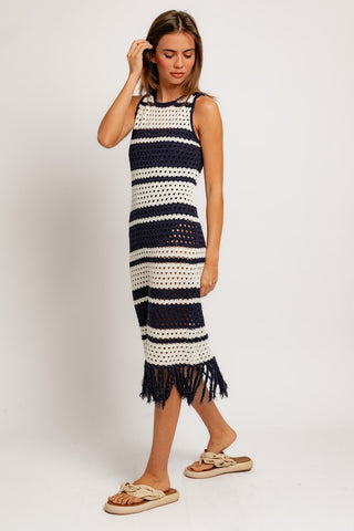 Sleeveless Crochet Effect Sweater Dress *Online Only* - Premium clothing at Lonnys NY - Just $65! Shop Womens clothing now 