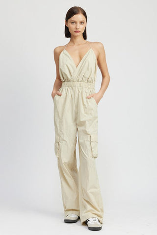 SPAGHETTI STRAP CARGO JUMPSUIT *Online Only* - Premium  from Emory Park - Just $91! Shop now 