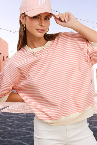 Crew Neck Stripe Short Sleeve Top*Online Only* - Premium tops at Lonnys NY - Just $45! Shop Womens clothing now 