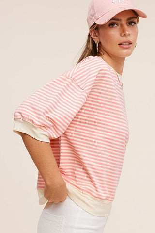 Crew Neck Stripe Short Sleeve Top*Online Only* - Premium tops at Lonnys NY - Just $45! Shop Womens clothing now 