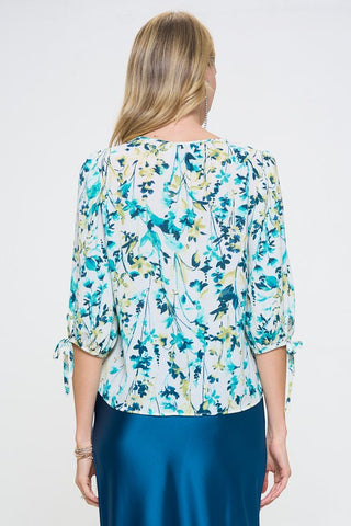 Made in USA Flower Print V neck Top *Online Only* - Premium  from Renee C. - Just $60! Shop now 