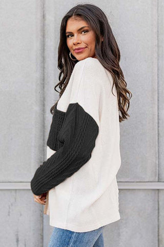 Cable knit color block round neck sweater *Online Only* - Premium sweaters from EG fashion - Just $52! Shop now 