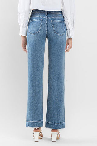 High Rise Wide Leg Jeans with Trouser Hem *Online Only* - Premium clothing at Lonnys NY - Just $98! Shop Womens clothing now 