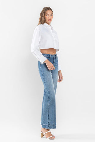 High Rise Wide Leg Jeans with Trouser Hem *Online Only* - Premium clothing at Lonnys NY - Just $98! Shop Womens clothing now 