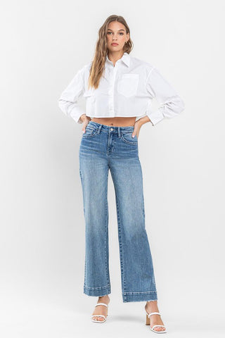 High Rise Wide Leg Jeans with Trouser Hem *Online Only* - Premium clothing at Lonnys NY - Just $98! Shop Womens clothing now 