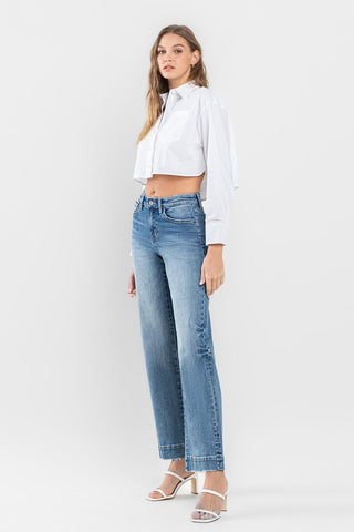 High Rise Wide Leg Jeans with Trouser Hem *Online Only* - Premium clothing at Lonnys NY - Just $98! Shop Womens clothing now 