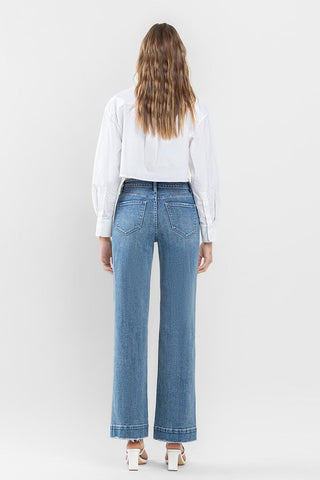 High Rise Wide Leg Jeans with Trouser Hem *Online Only* - Premium clothing at Lonnys NY - Just $98! Shop Womens clothing now 