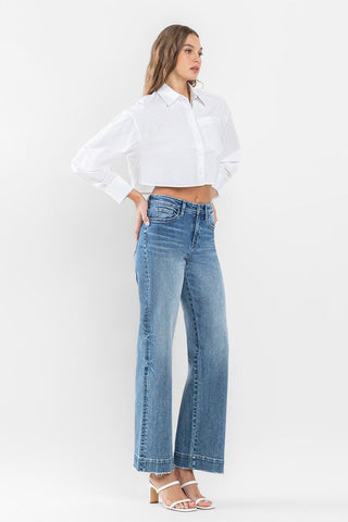 High Rise Wide Leg Jeans with Trouser Hem *Online Only* - Premium clothing at Lonnys NY - Just $98! Shop Womens clothing now 