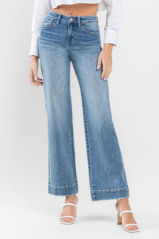 High Rise Wide Leg Jeans with Trouser Hem *Online Only* - Premium clothing at Lonnys NY - Just $98! Shop Womens clothing now 