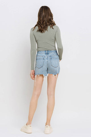 High Rise Raw Hem Shorts *ONLINE ONLY* - Premium  from VERVET by Flying Monkey - Just $59.83! Shop now 