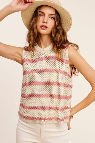 Chunky Stripe Sleeveless Sweater Top - Premium tank top at Lonnys NY - Just $45! Shop Womens clothing now 