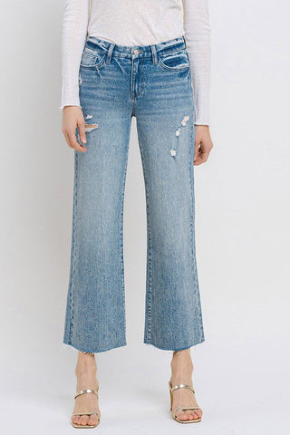 Mid Rise Crop Wide Leg Jeans  *Online Only* - Premium  from VERVET by Flying Monkey - Just $90! Shop now 