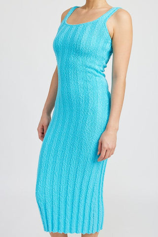 SCOOP NECK RIBBED MIDI DRESS *Online Only* - Premium  at Lonnys NY - Just $82.88! Shop Womens clothing now 