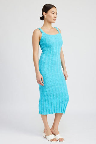 SCOOP NECK RIBBED MIDI DRESS *Online Only* - Premium  at Lonnys NY - Just $82.88! Shop Womens clothing now 