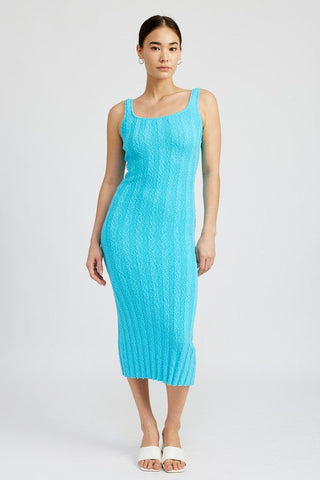 SCOOP NECK RIBBED MIDI DRESS *Online Only* - Premium  at Lonnys NY - Just $82.88! Shop Womens clothing now 