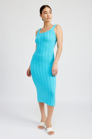 SCOOP NECK RIBBED MIDI DRESS *Online Only* - Premium  at Lonnys NY - Just $82.88! Shop Womens clothing now 