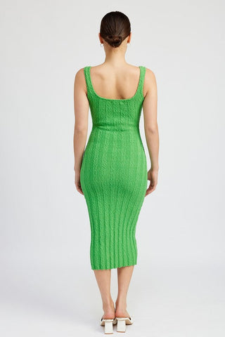 SCOOP NECK RIBBED MIDI DRESS *Online Only* - Premium  at Lonnys NY - Just $82.88! Shop Womens clothing now 