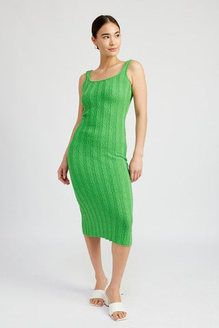 SCOOP NECK RIBBED MIDI DRESS *Online Only* - Premium  at Lonnys NY - Just $82.88! Shop Womens clothing now 