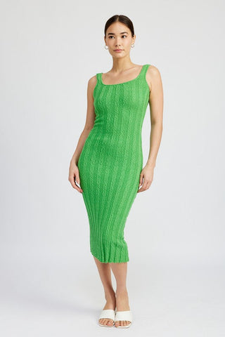 SCOOP NECK RIBBED MIDI DRESS *Online Only* - Premium  at Lonnys NY - Just $82.88! Shop Womens clothing now 