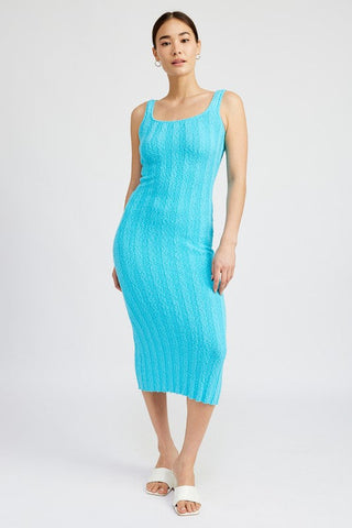 SCOOP NECK RIBBED MIDI DRESS *Online Only* - Premium  at Lonnys NY - Just $82.88! Shop Womens clothing now 