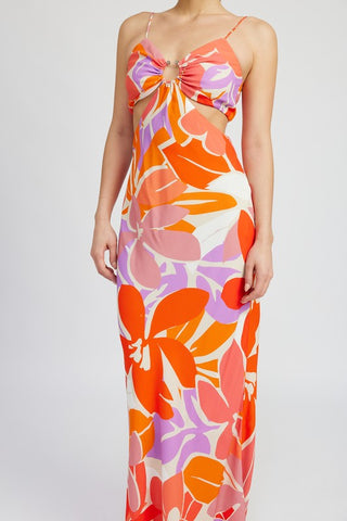FLORAL CUT OUT MAXI DRESS WITH O RING DETAIL * Online Only* - Premium  at Lonnys NY - Just $94.25! Shop Womens clothing now 