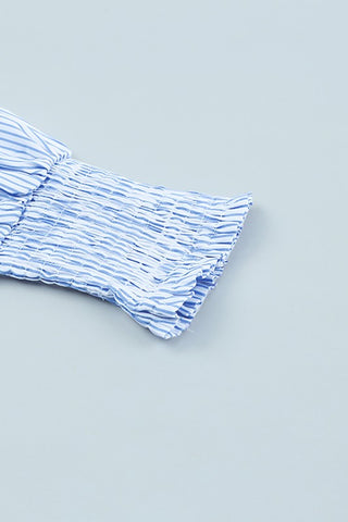 Striped Smocked Oversized Shirt *Online Only* - Premium Shirts & Tops at Lonnys NY - Just $67! Shop Womens clothing now 