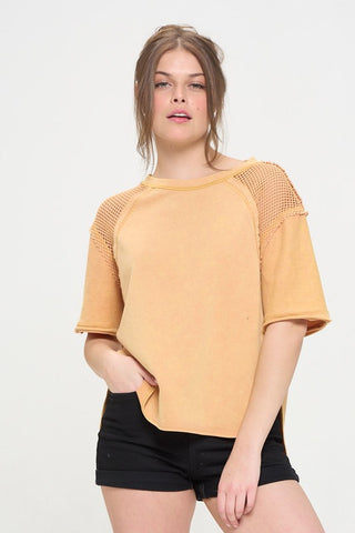 Fishnet Shoulder T-Shirt *Online Only* - Premium clothing at Lonnys NY - Just $85! Shop Womens clothing now 