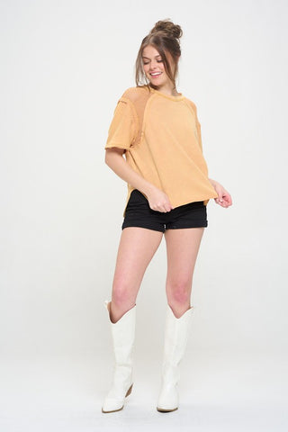 Fishnet Shoulder T-Shirt *Online Only* - Premium clothing at Lonnys NY - Just $85! Shop Womens clothing now 