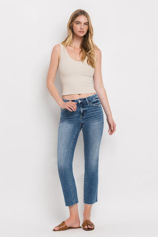 Mid Rise Crop Slim Straight Jeans *Online Only* - Premium clothing at Lonnys NY - Just $80! Shop Womens clothing now 