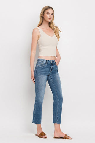 Mid Rise Crop Slim Straight Jeans *Online Only* - Premium clothing at Lonnys NY - Just $80! Shop Womens clothing now 