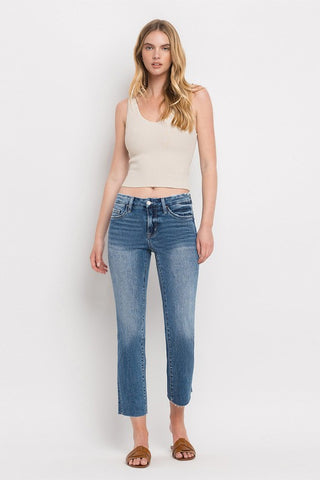 Mid Rise Crop Slim Straight Jeans *Online Only* - Premium clothing at Lonnys NY - Just $80! Shop Womens clothing now 