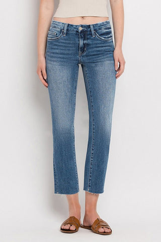 Mid Rise Crop Slim Straight Jeans *Online Only* - Premium clothing at Lonnys NY - Just $80! Shop Womens clothing now 