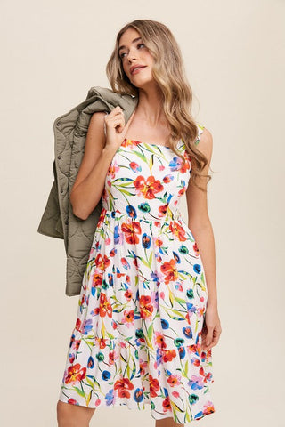 Flower Print Square Neck Dress *Online Only* - Premium  from Listicle - Just $72.45! Shop now 