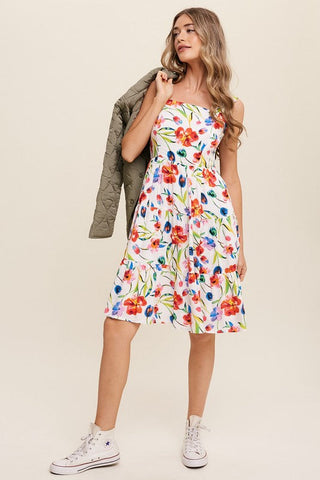 Flower Print Square Neck Dress *Online Only* - Premium  from Listicle - Just $72.45! Shop now 