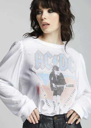 AC/DC 1979 World Tour Puff Sleeve Band Shirt *Online Only* - Premium Shirts & Tops at Lonnys NY - Just $78! Shop Womens clothing now 