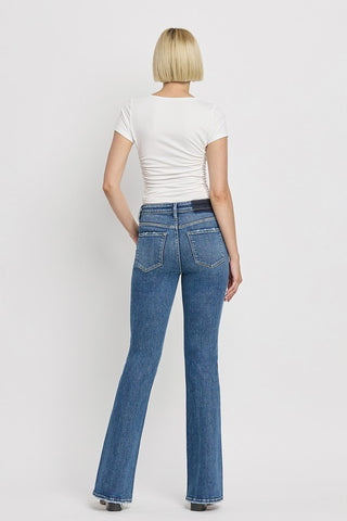 High Rise Slant Hem Flare Jeans *Online Only* - Premium clothing at Lonnys NY - Just $84! Shop Womens clothing now 