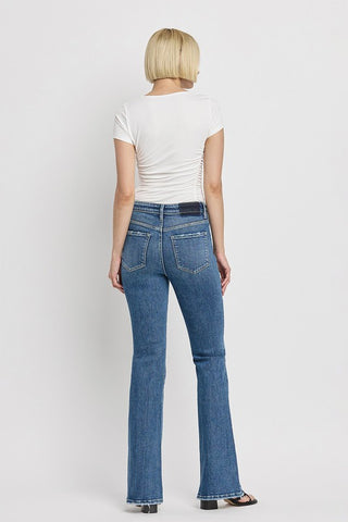 High Rise Slant Hem Flare Jeans *Online Only* - Premium clothing at Lonnys NY - Just $84! Shop Womens clothing now 