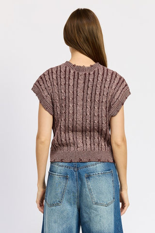 Cable Knit Short Sleeve Top - Premium clothing at Lonnys NY - Just $55! Shop Womens clothing now 